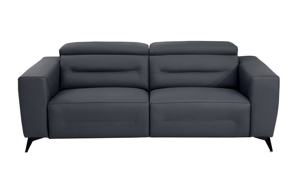 83" Gray Italian Leather USB Reclining Sofa With Black Legs - Homeroots - Flyclothing LLC