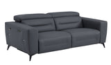 83" Gray Italian Leather USB Reclining Sofa With Black Legs - Homeroots - Flyclothing LLC