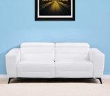 83" White Italian Leather USB Reclining Sofa With Black Legs - Homeroots - Flyclothing LLC