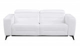 83" White Italian Leather USB Reclining Sofa With Black Legs - Homeroots - Flyclothing LLC