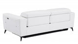 83" White Italian Leather USB Reclining Sofa With Black Legs - Homeroots - Flyclothing LLC