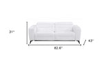 83" White Italian Leather USB Reclining Sofa With Black Legs - Homeroots - Flyclothing LLC