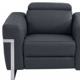 41" Dark Gray Italian Leather Power Recliner Chair - Homeroots - Flyclothing LLC
