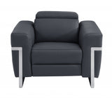 41" Dark Gray Italian Leather Power Recliner Chair - Homeroots - Flyclothing LLC