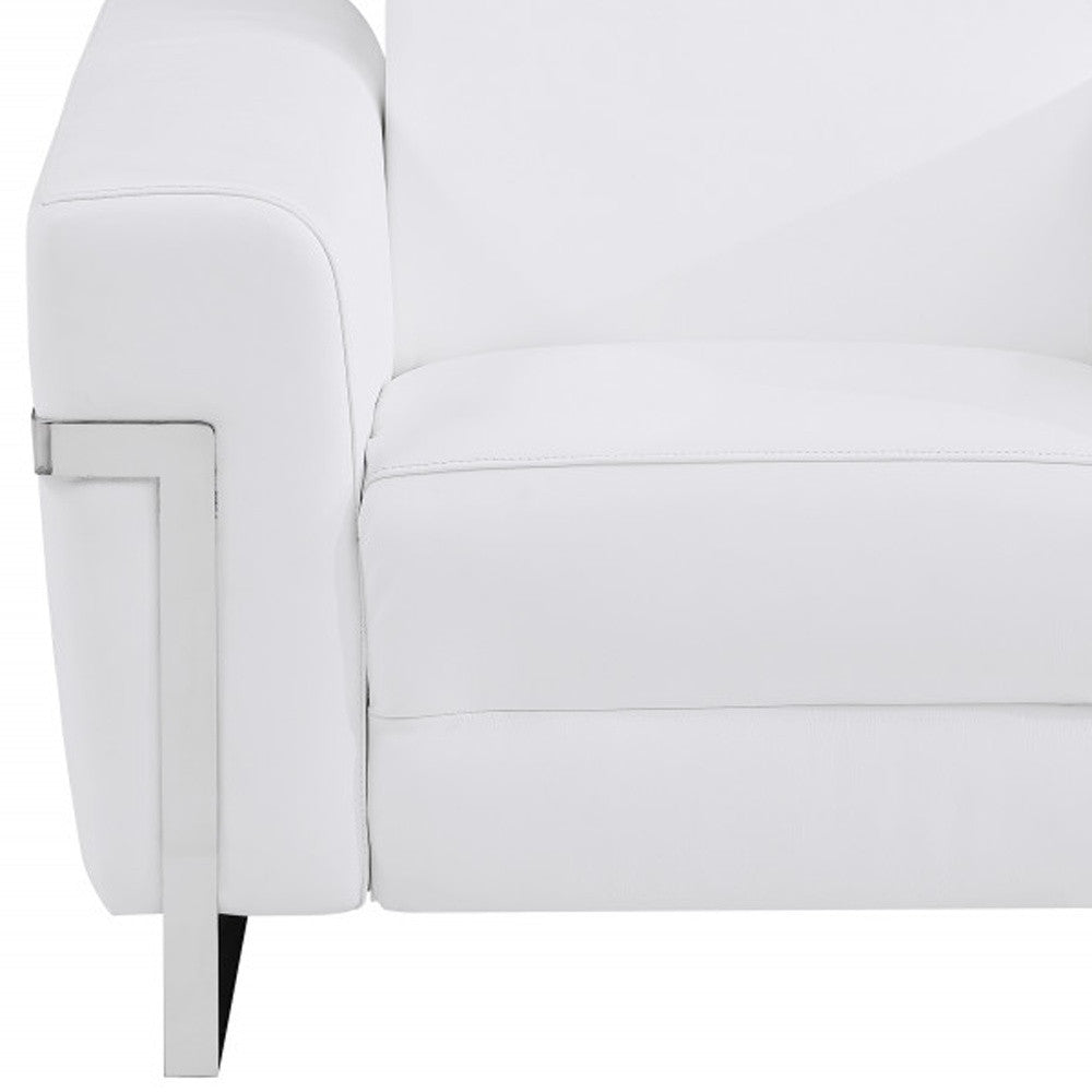 41" White Italian Leather Power Recliner Chair - Homeroots - Flyclothing LLC