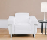 41" White Italian Leather Power Recliner Chair - Homeroots - Flyclothing LLC