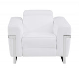 41" White Italian Leather Power Recliner Chair - Homeroots - Flyclothing LLC