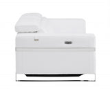 41" White Italian Leather Power Recliner Chair - Homeroots - Flyclothing LLC