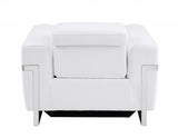 41" White Italian Leather Power Recliner Chair - Homeroots - Flyclothing LLC