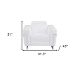 41" White Italian Leather Power Recliner Chair - Homeroots - Flyclothing LLC