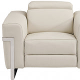 41" Beige Italian Leather Power Recliner Chair - Homeroots - Flyclothing LLC