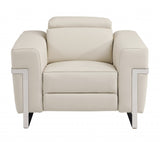 41" Beige Italian Leather Power Recliner Chair - Homeroots - Flyclothing LLC