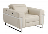 41" Beige Italian Leather Power Recliner Chair - Homeroots - Flyclothing LLC