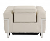 41" Beige Italian Leather Power Recliner Chair - Homeroots - Flyclothing LLC