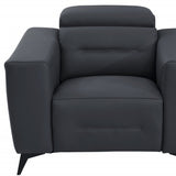 41" Dark Gray Italian Leather Power Recliner Chair - Homeroots - Flyclothing LLC