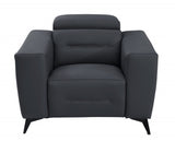 41" Dark Gray Italian Leather Power Recliner Chair - Homeroots - Flyclothing LLC