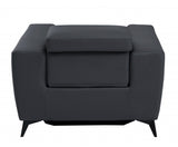 41" Dark Gray Italian Leather Power Recliner Chair - Homeroots - Flyclothing LLC