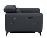 41" Dark Gray Italian Leather Power Recliner Chair - Homeroots - Flyclothing LLC