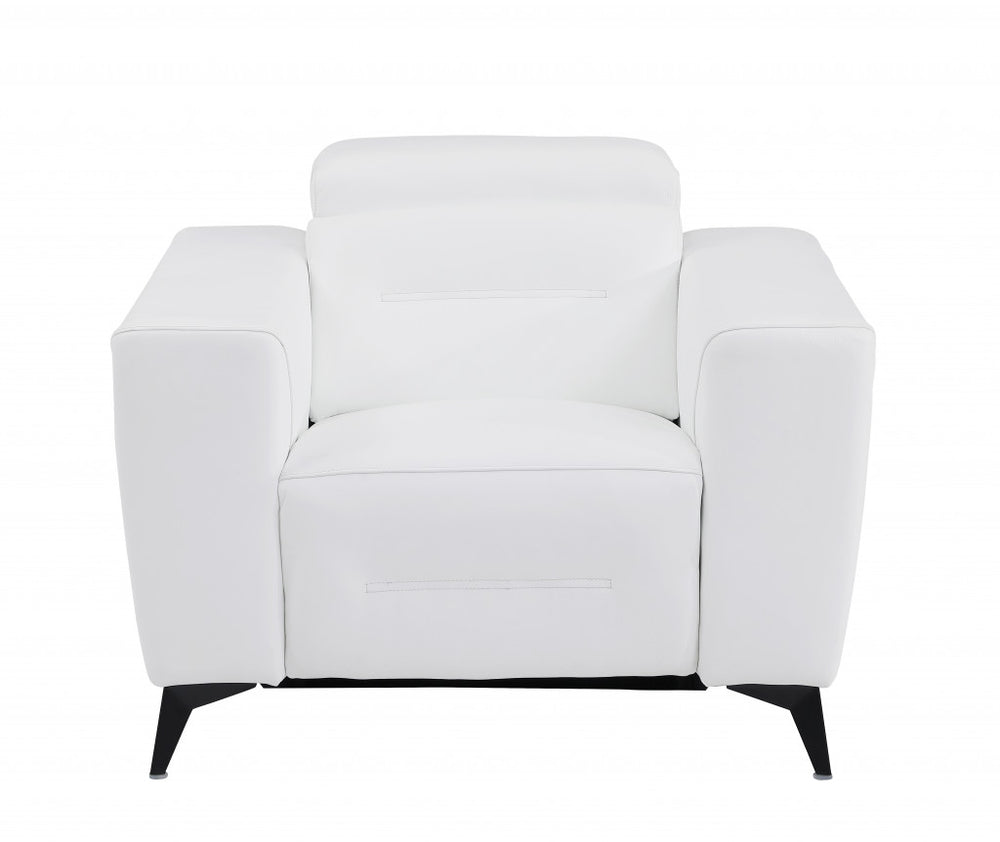 41" White Italian Leather Power Recliner Chair - Homeroots - Flyclothing LLC