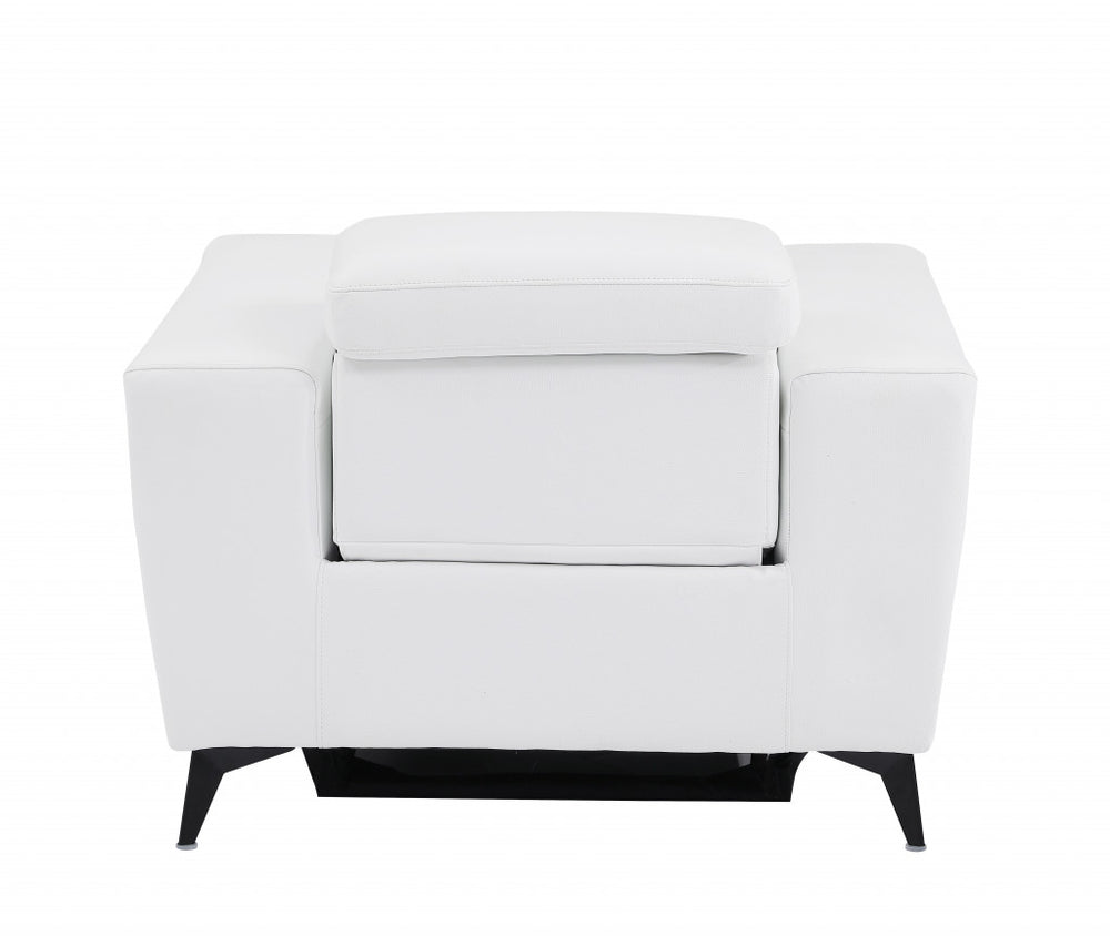 41" White Italian Leather Power Recliner Chair - Homeroots - Flyclothing LLC