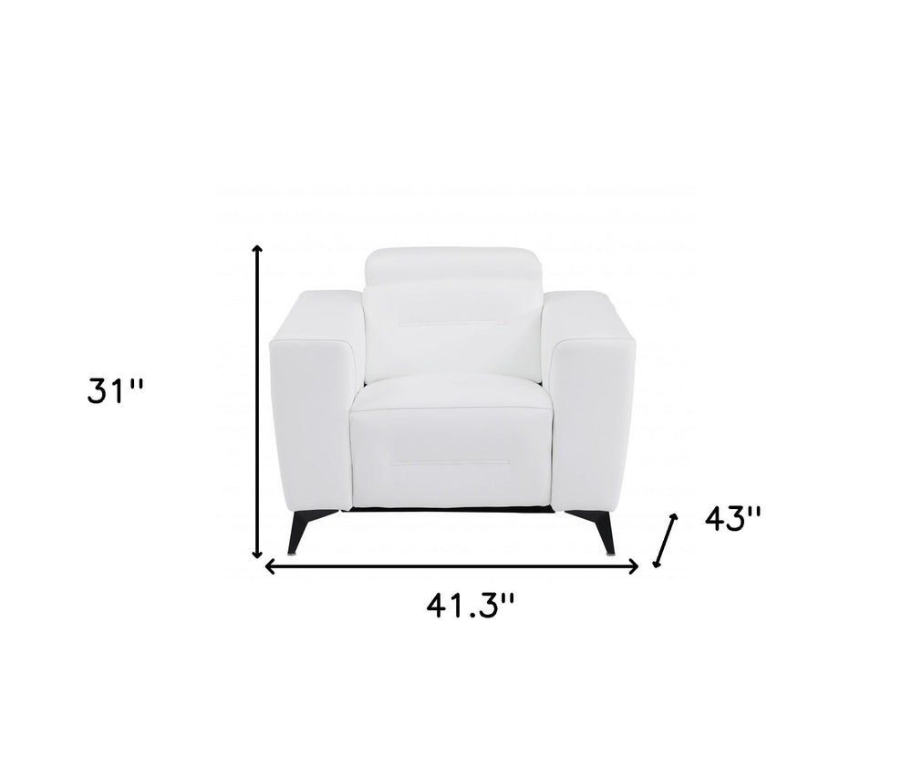 41" White Italian Leather Power Recliner Chair - Homeroots - Flyclothing LLC