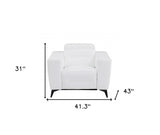 41" White Italian Leather Power Recliner Chair - Homeroots - Flyclothing LLC