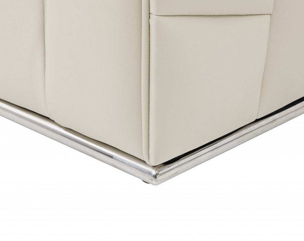 Beige Italian Leather Reclining L Shaped Two Piece Corner Sectional - Homeroots - Flyclothing LLC