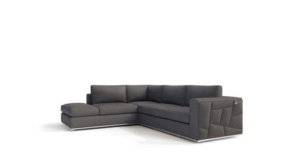 Dark Gray Italian Leather L Shaped Two Piece Corner Sectional - Homeroots - Flyclothing LLC