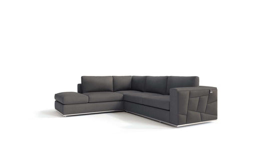 Dark Gray Italian Leather L Shaped Two Piece Corner Sectional - Homeroots - Flyclothing LLC
