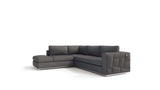 Dark Gray Italian Leather L Shaped Two Piece Corner Sectional - Homeroots - Flyclothing LLC