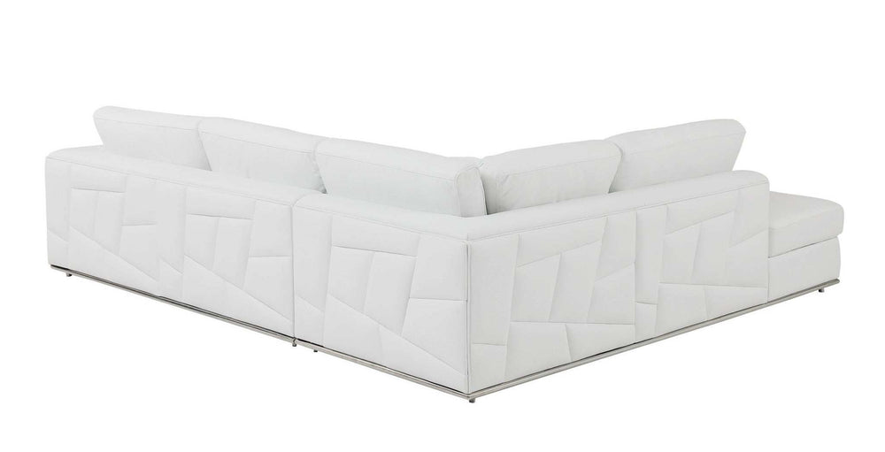 White Italian Leather Reclining L Shaped Two Piece Corner Sectional - Homeroots - Flyclothing LLC
