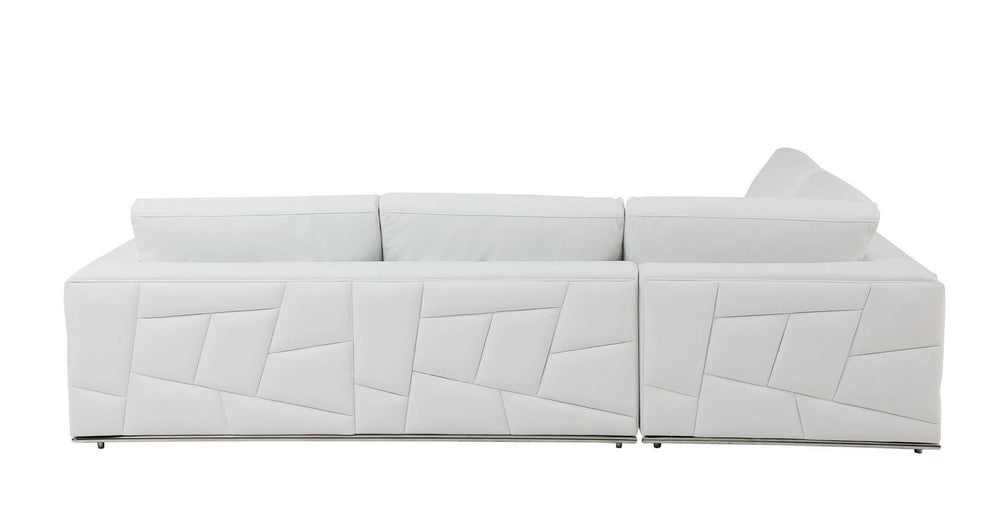 White Italian Leather Reclining L Shaped Two Piece Corner Sectional - Homeroots - Flyclothing LLC