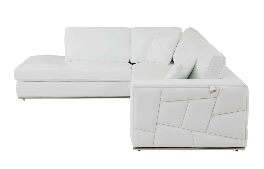 White Italian Leather Reclining L Shaped Two Piece Corner Sectional - Homeroots - Flyclothing LLC