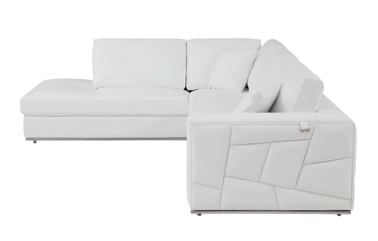 White Italian Leather Reclining L Shaped Two Piece Corner Sectional - Homeroots - Flyclothing LLC