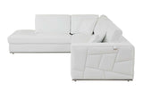 White Italian Leather Reclining L Shaped Two Piece Corner Sectional - Homeroots - Flyclothing LLC