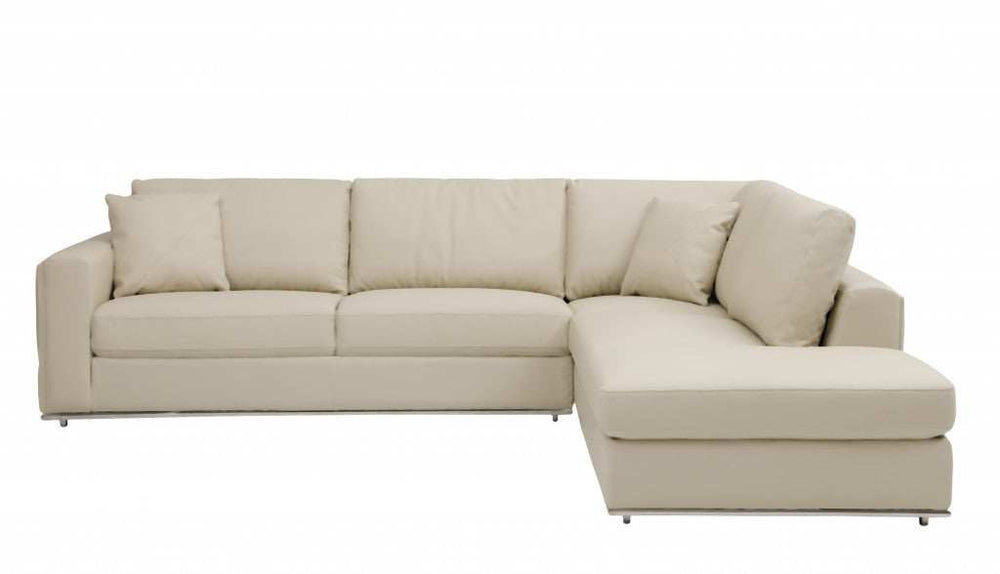 Beige Italian Leather Reclining L Shaped Two Piece Corner Sectional - Homeroots - Flyclothing LLC