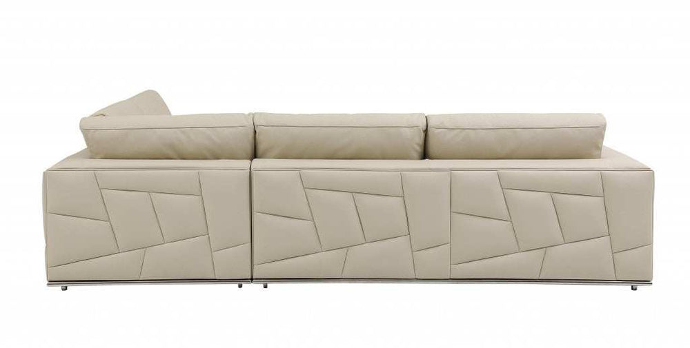 Beige Italian Leather Reclining L Shaped Two Piece Corner Sectional - Homeroots - Flyclothing LLC