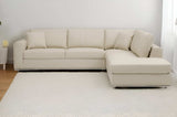 Beige Italian Leather Reclining L Shaped Two Piece Corner Sectional - Homeroots - Flyclothing LLC
