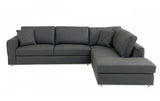 Dark Gray Italian Leather Reclining L Shaped Two Piece Corner Sectional - Homeroots - Flyclothing LLC