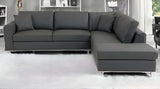 Dark Gray Italian Leather Reclining L Shaped Two Piece Corner Sectional - Homeroots - Flyclothing LLC