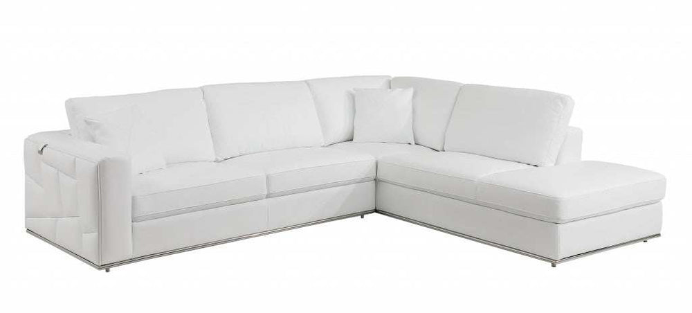White Italian Leather Reclining L Shaped Two Piece Corner Sectional - Homeroots - Flyclothing LLC