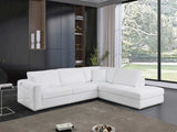 White Italian Leather Reclining L Shaped Two Piece Corner Sectional - Homeroots - Flyclothing LLC