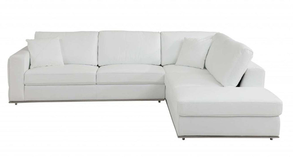 White Italian Leather Reclining L Shaped Two Piece Corner Sectional - Homeroots - Flyclothing LLC