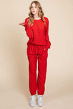Super Lady Full Size Crinkle Check Round Neck Top and Pants Lounge Set - Trendsi - Flyclothing LLC