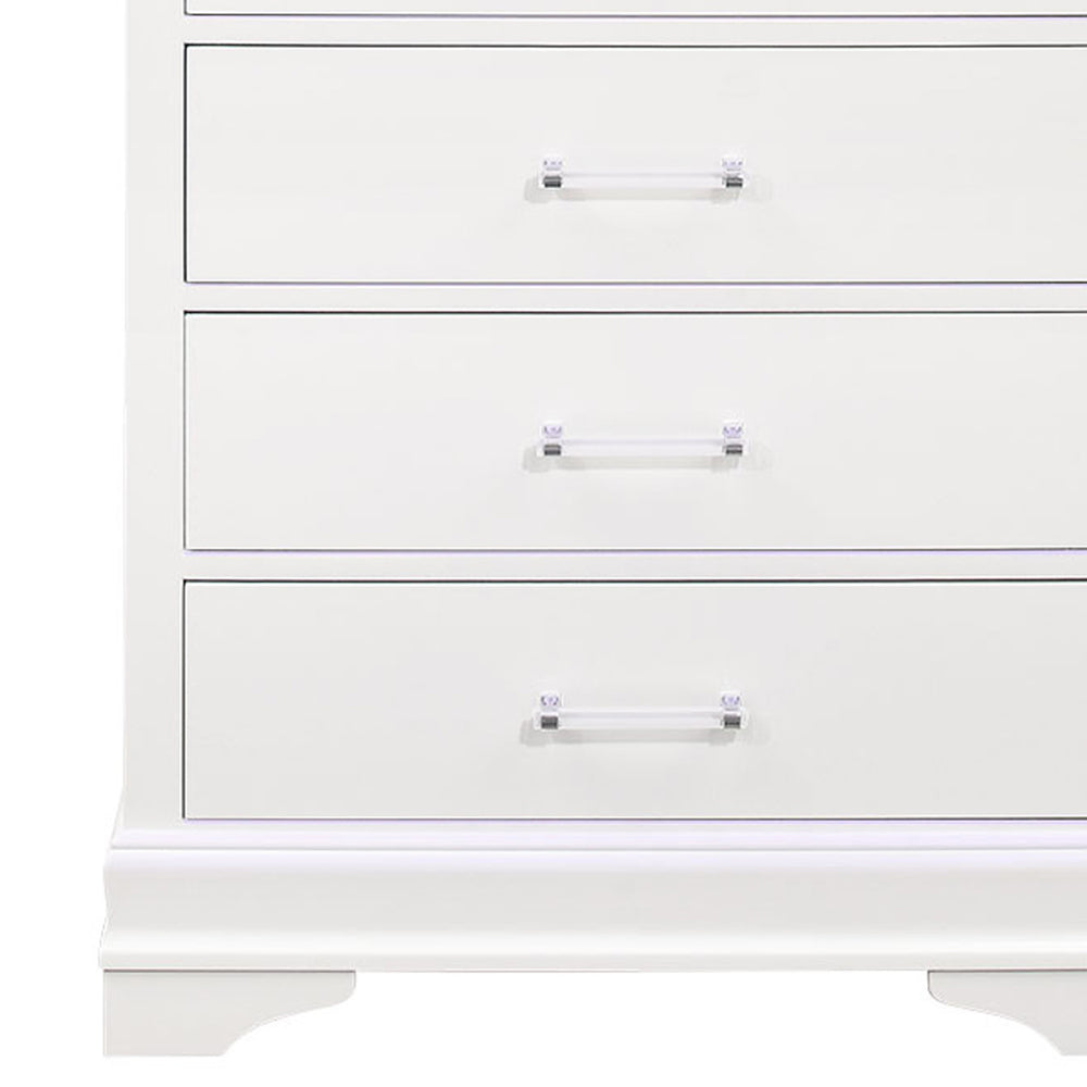 16" White Solid Wood Five Drawer Chest with LED Lighting - Homeroots - Flyclothing LLC