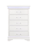 16" White Solid Wood Five Drawer Chest with LED Lighting - Homeroots - Flyclothing LLC
