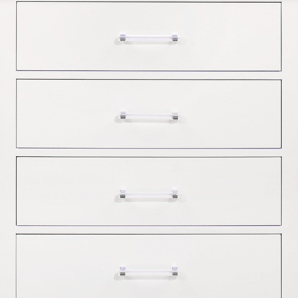16" White Solid Wood Five Drawer Chest with LED Lighting - Homeroots - Flyclothing LLC