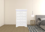 16" White Solid Wood Five Drawer Chest with LED Lighting - Homeroots - Flyclothing LLC