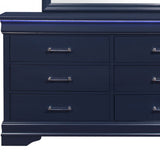 59" Blue Solid Wood Six Drawer Double Dresser - Homeroots - Flyclothing LLC