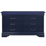 59" Blue Solid Wood Six Drawer Double Dresser - Homeroots - Flyclothing LLC